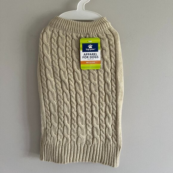 NWT | Top Paw Tan & Gold Dog Sweater | Size Medium - Picture 1 of 5